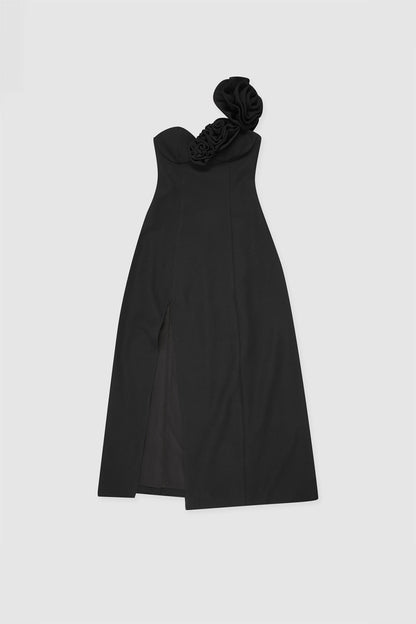 Flores Rose Midikleid - Noir