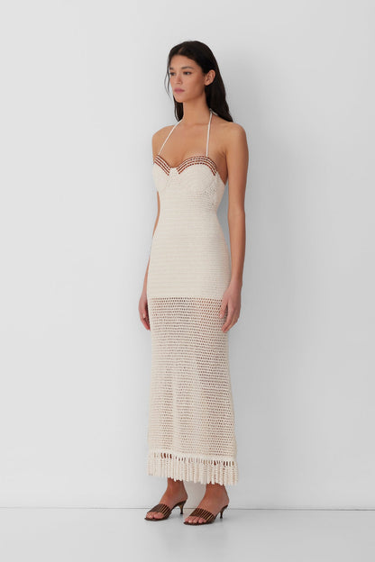 Ottavio Häkel-Midikleid – Elfenbein