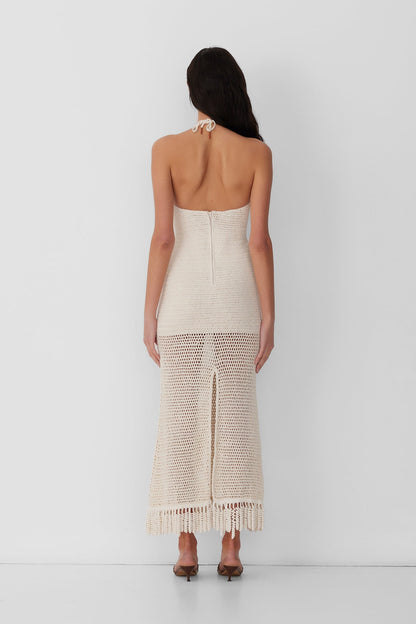 Ottavio Häkel-Midikleid – Elfenbein
