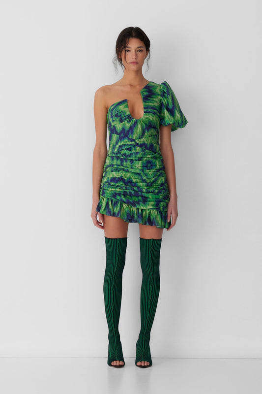 Asymmetrisches Minikleid „Seren“ – Regenwald