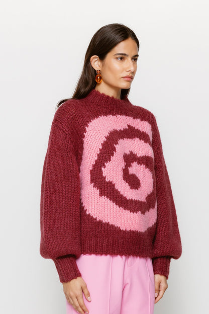 Filipa Swirl Strickpullover - Beere