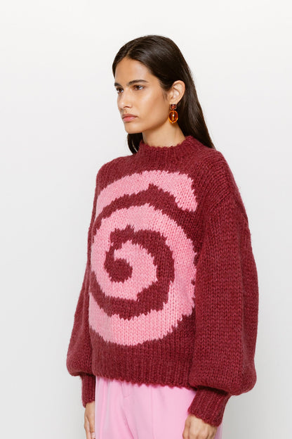 Filipa Swirl Strickpullover - Beere