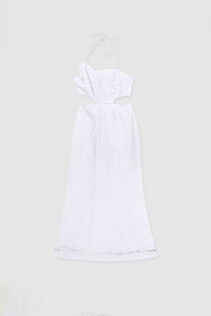 Cara Shell Maxikleid - Elfenbein