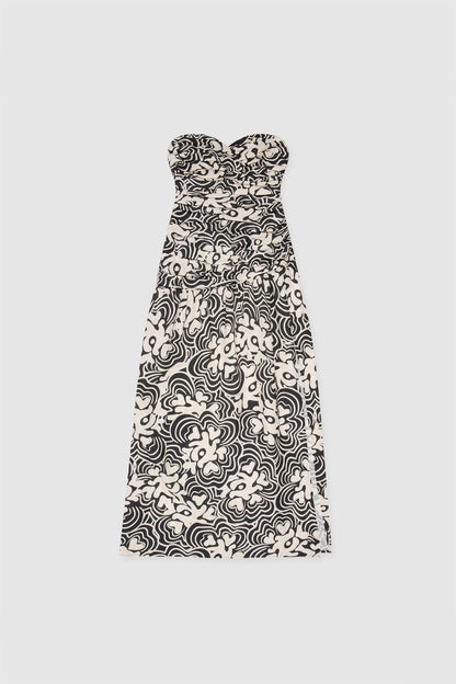 Dolcie trägerloses Maxikleid – Noir Print