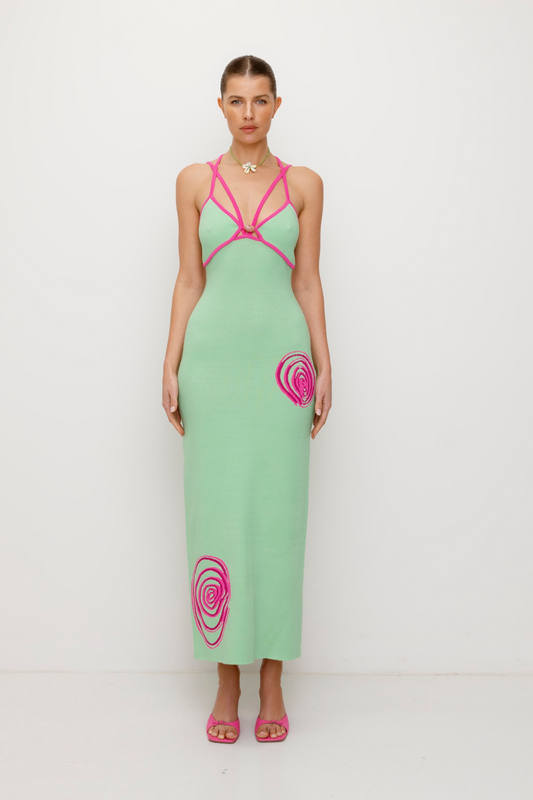 Espiral Strickkleid - Salbeigrün
