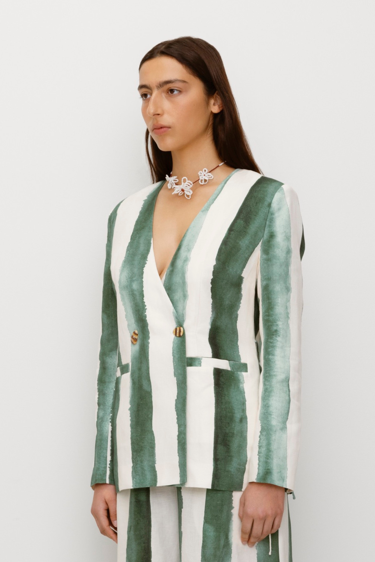 Havana Blazer – Salbeigrün gestreift