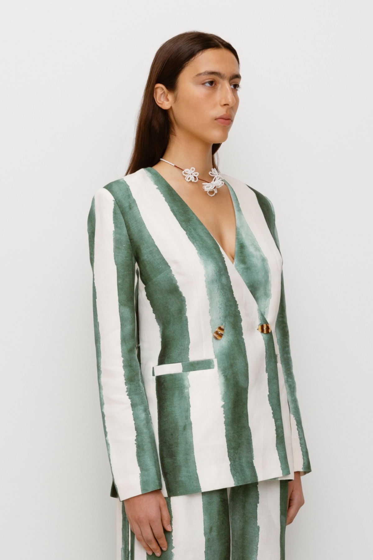 Havana Blazer – Salbeigrün gestreift