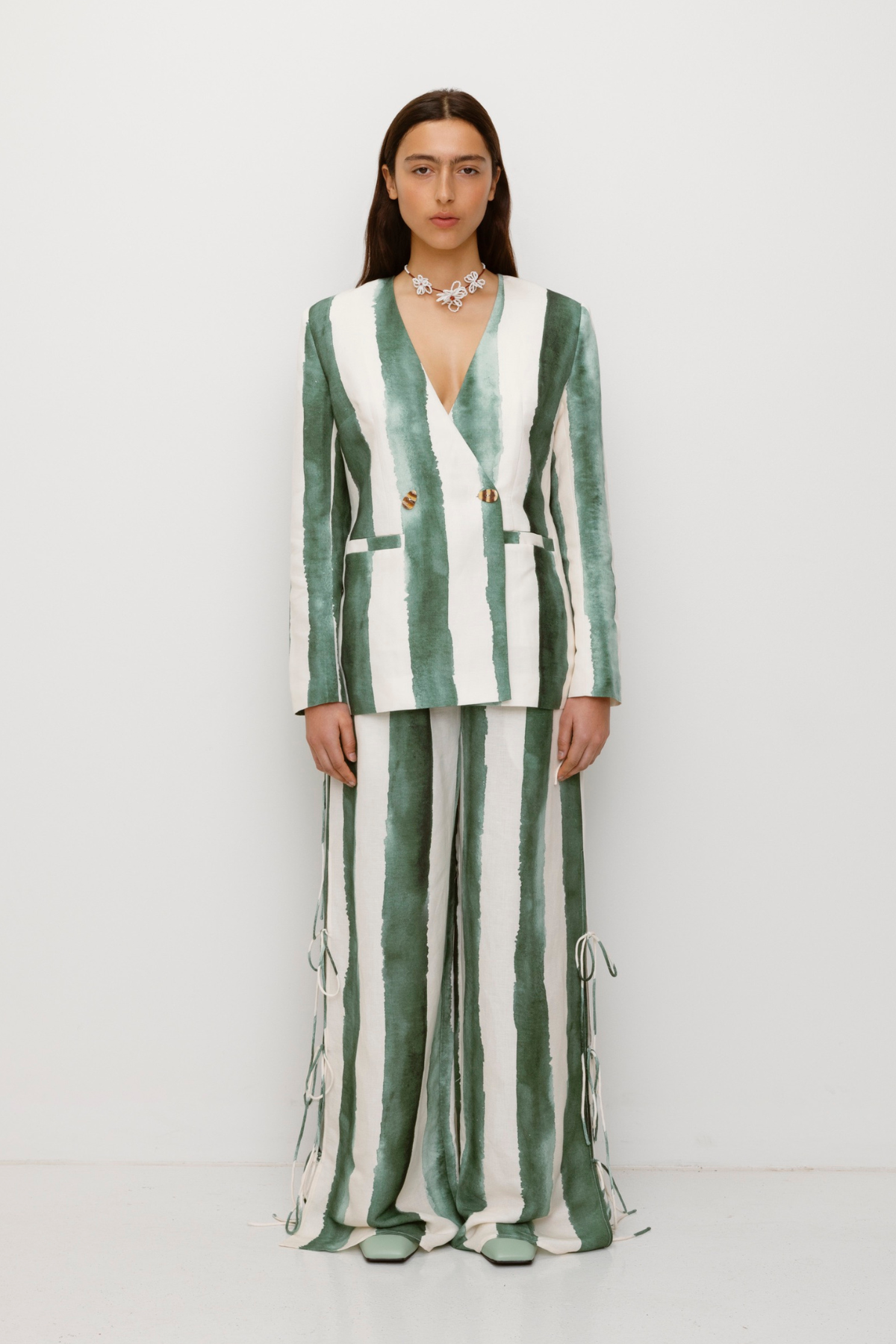 Havana Blazer – Salbeigrün gestreift