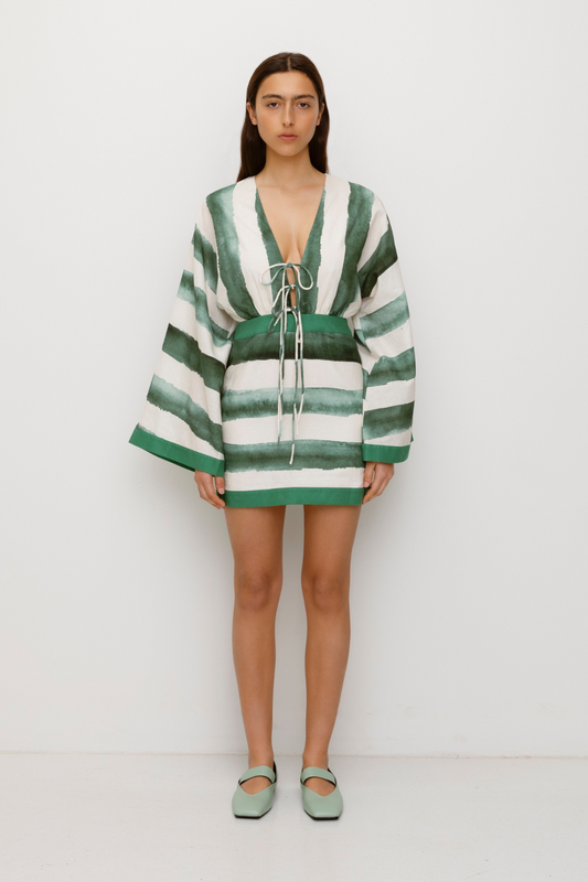 Havana Minikleid – Salbeigrün gestreift