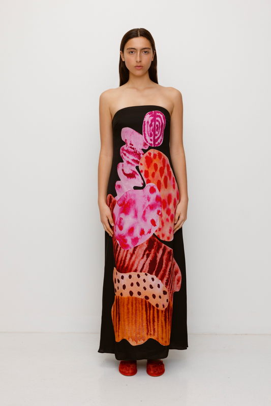 Kora Maxikleid - Noir Abstract