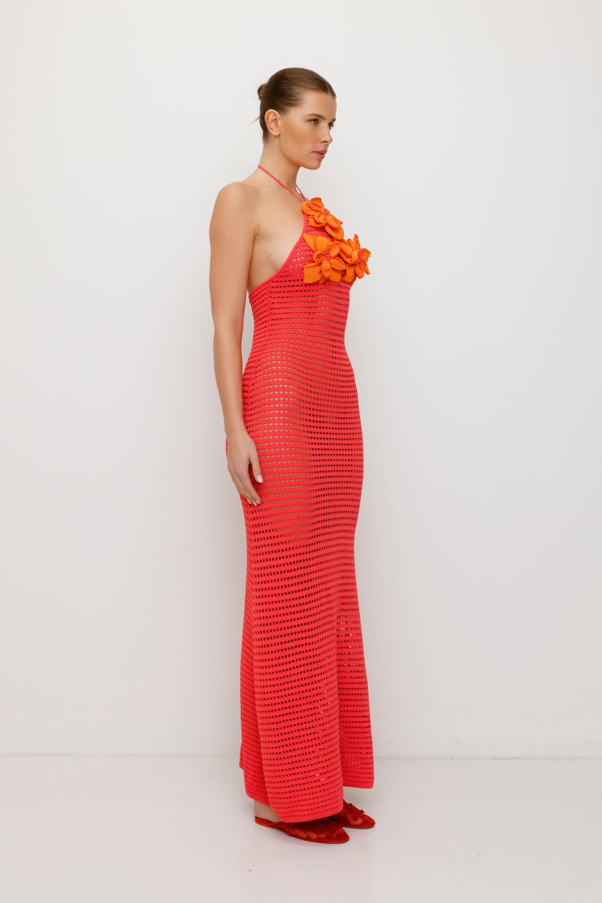 La Monada Strick-Maxikleid – Koralle