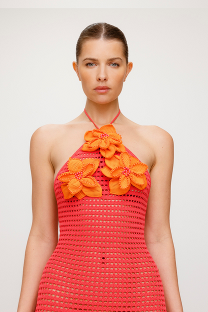 La Monada Strick-Maxikleid – Koralle