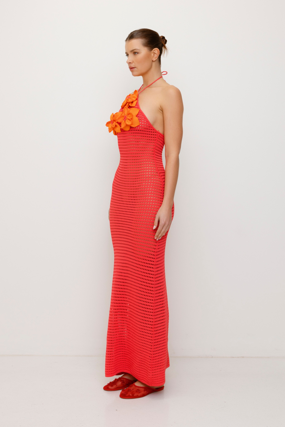La Monada Strick-Maxikleid – Koralle