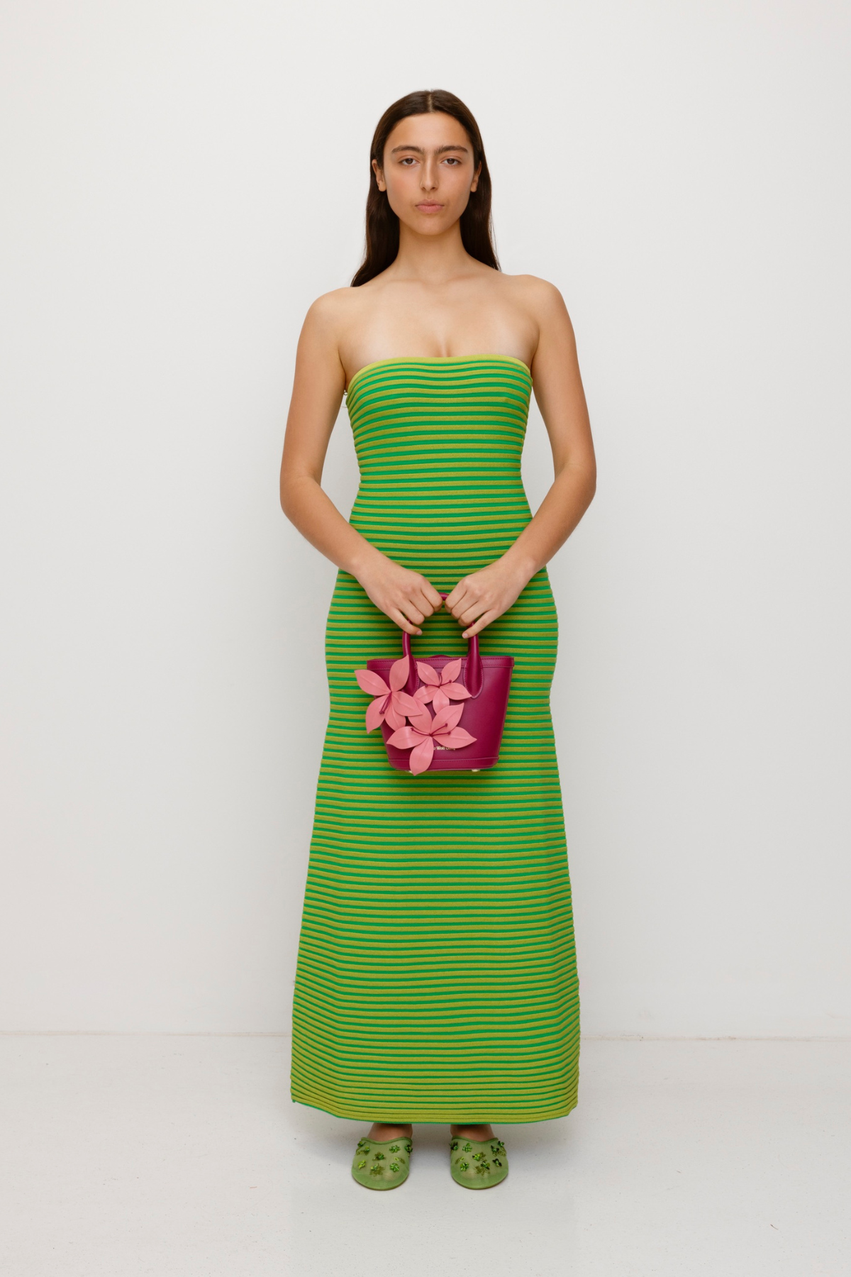 Sunmor Strick-Maxikleid - Limette