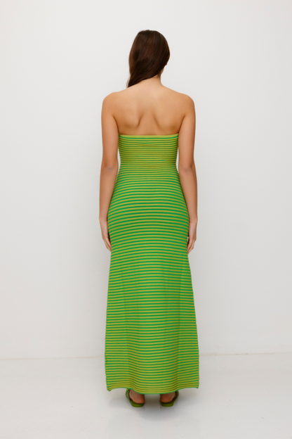 Sunmor Strick-Maxikleid - Limette