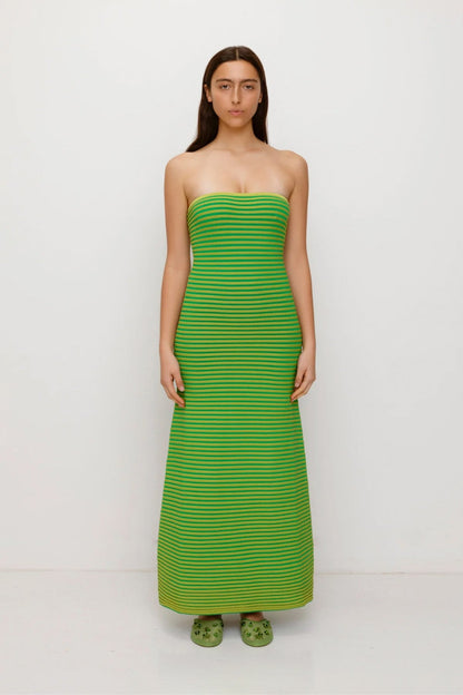 Sunmor Strick-Maxikleid - Limette