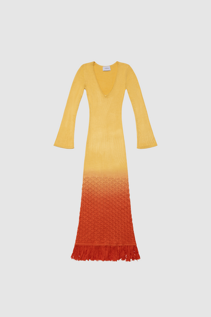 Zinna Maxikleid mit Ärmeln - Coral Sunset