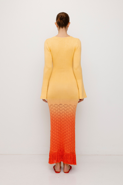 Zinna Maxikleid mit Ärmeln - Coral Sunset