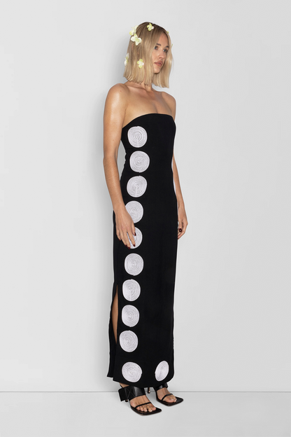 Filipa besticktes Maxikleid – Noir