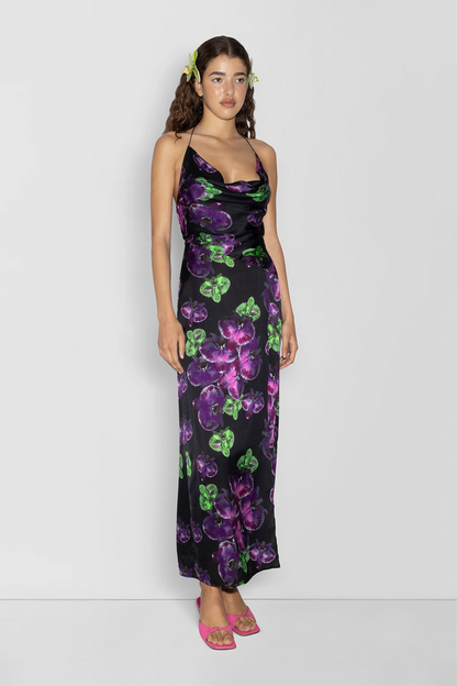 Lenee Cowl Maxikleid - Noir Orchid
