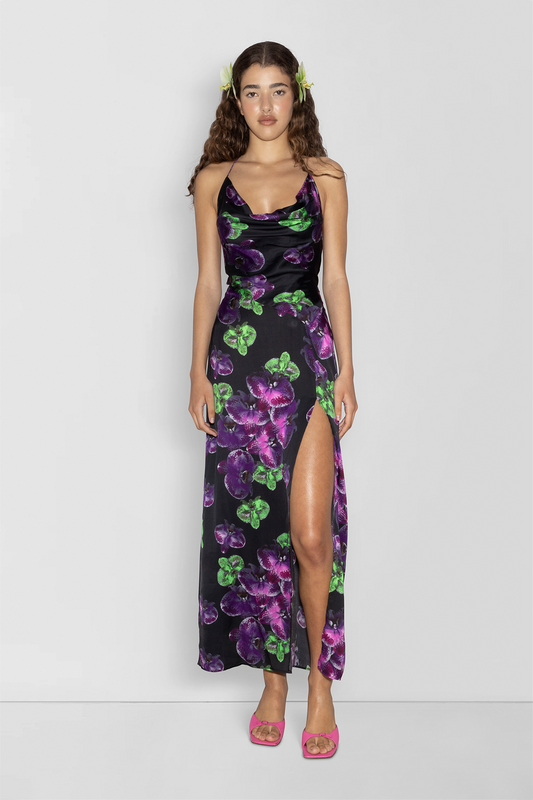 Lenee Cowl Maxikleid - Noir Orchid