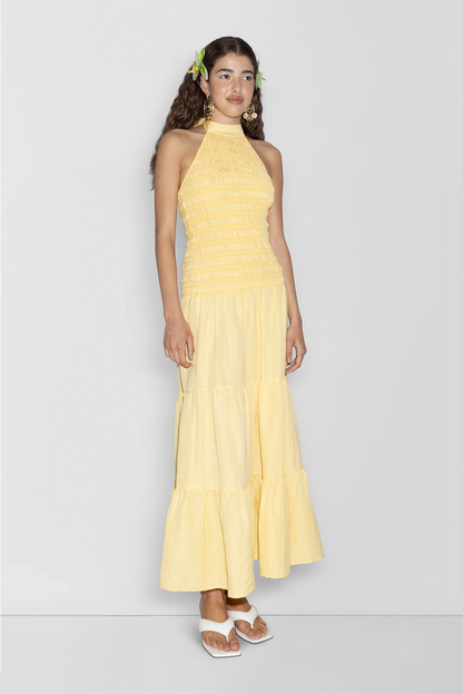 Ostia Gerafftes Maxikleid - Butter