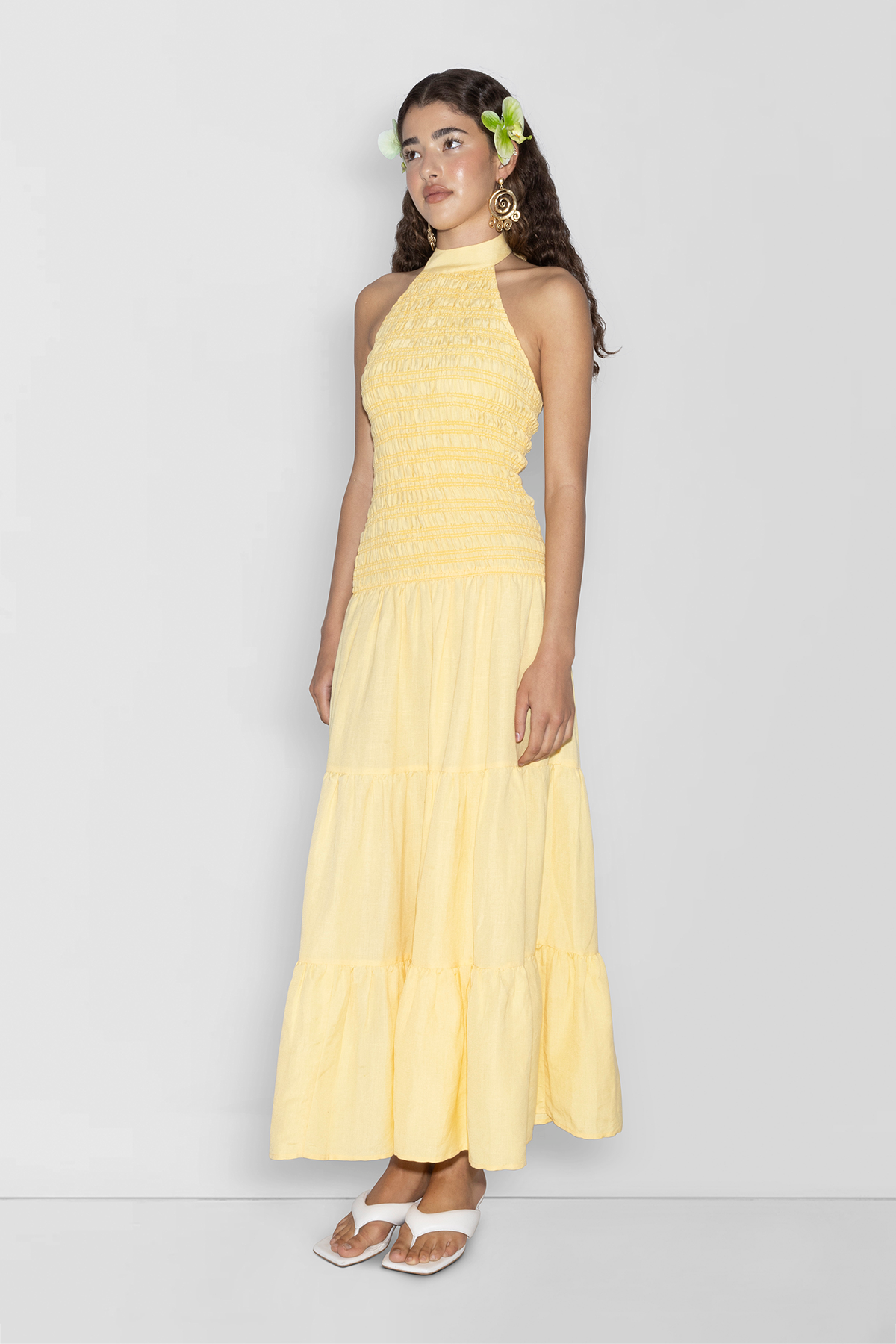 Ostia Gerafftes Maxikleid - Butter