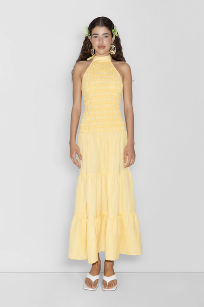 Ostia Gerafftes Maxikleid - Butter
