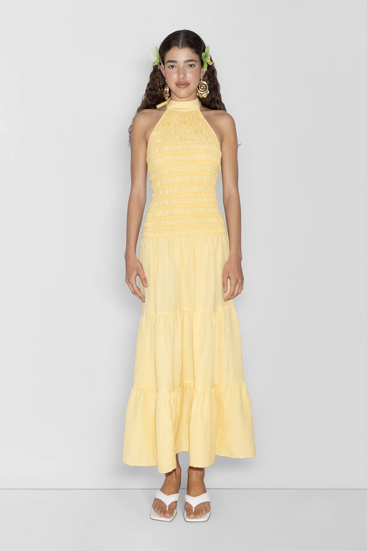 Ostia Gerafftes Maxikleid - Butter