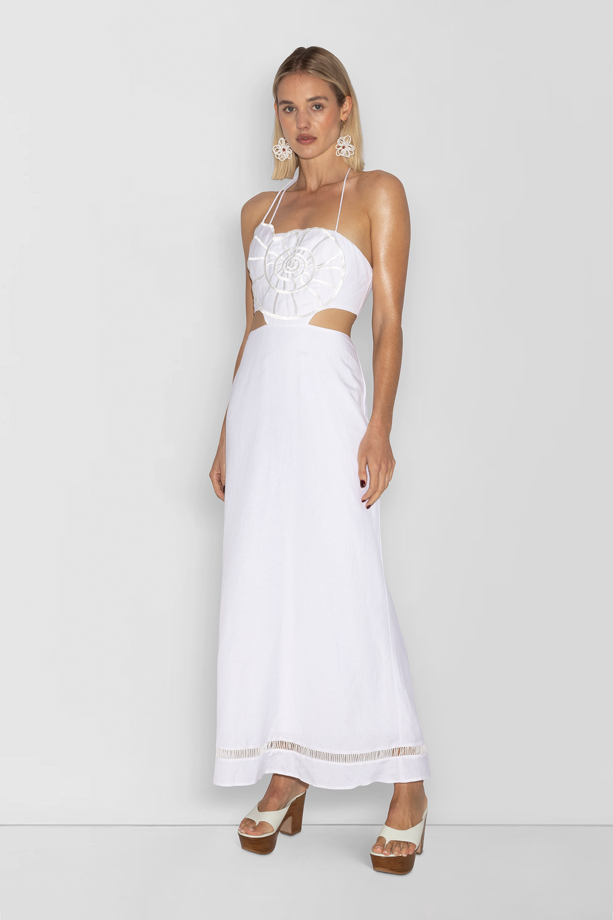 Cara Shell Maxikleid - Elfenbein