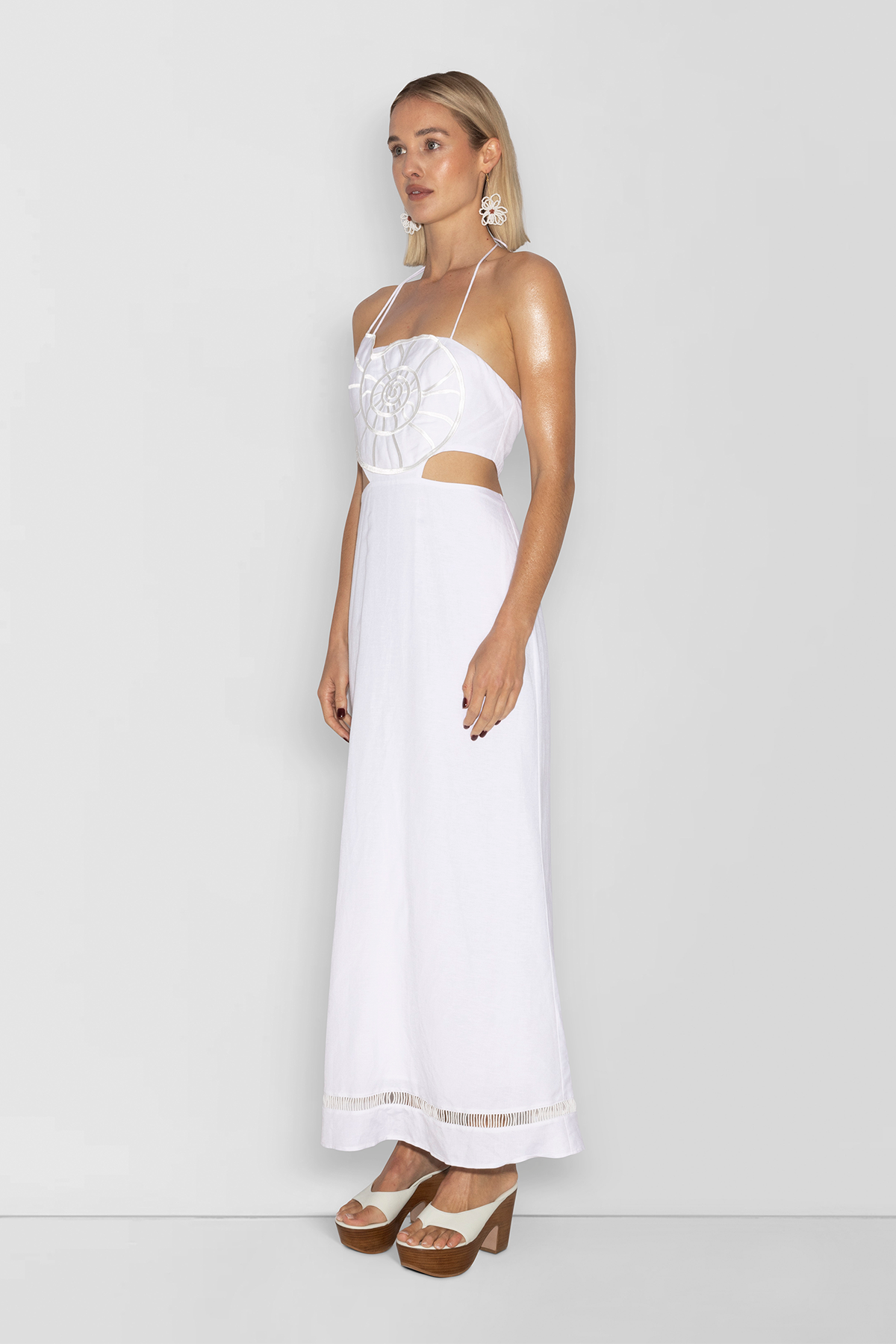 Cara Shell Maxikleid - Elfenbein