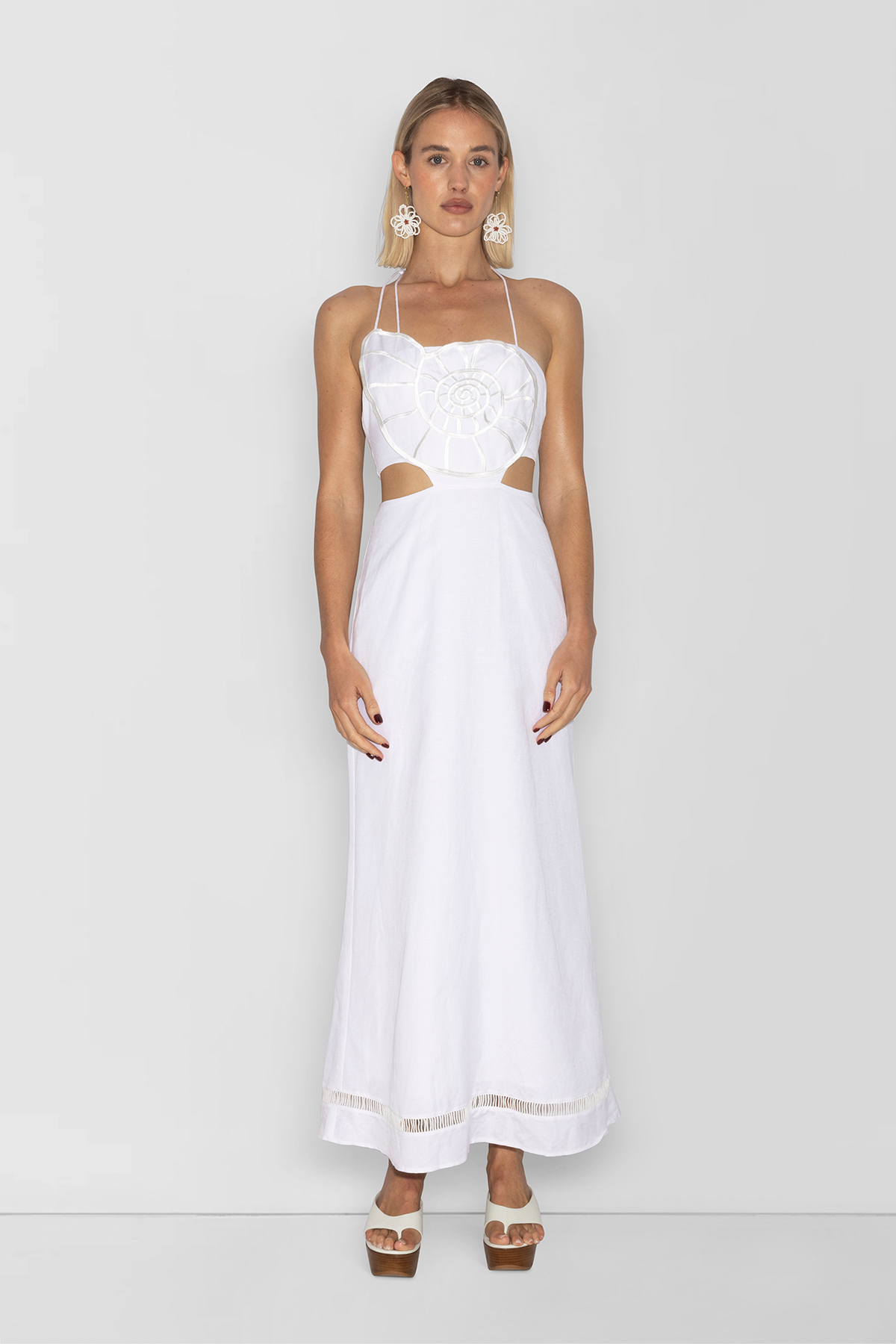 Cara Shell Maxikleid - Elfenbein