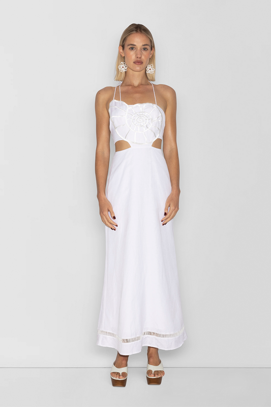 Cara Shell Maxikleid - Elfenbein