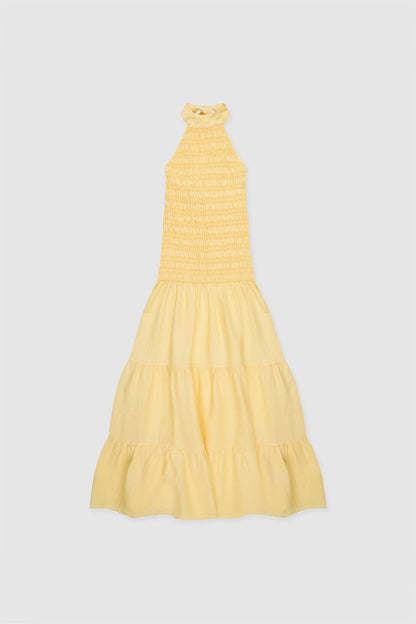 Ostia Gerafftes Maxikleid - Butter