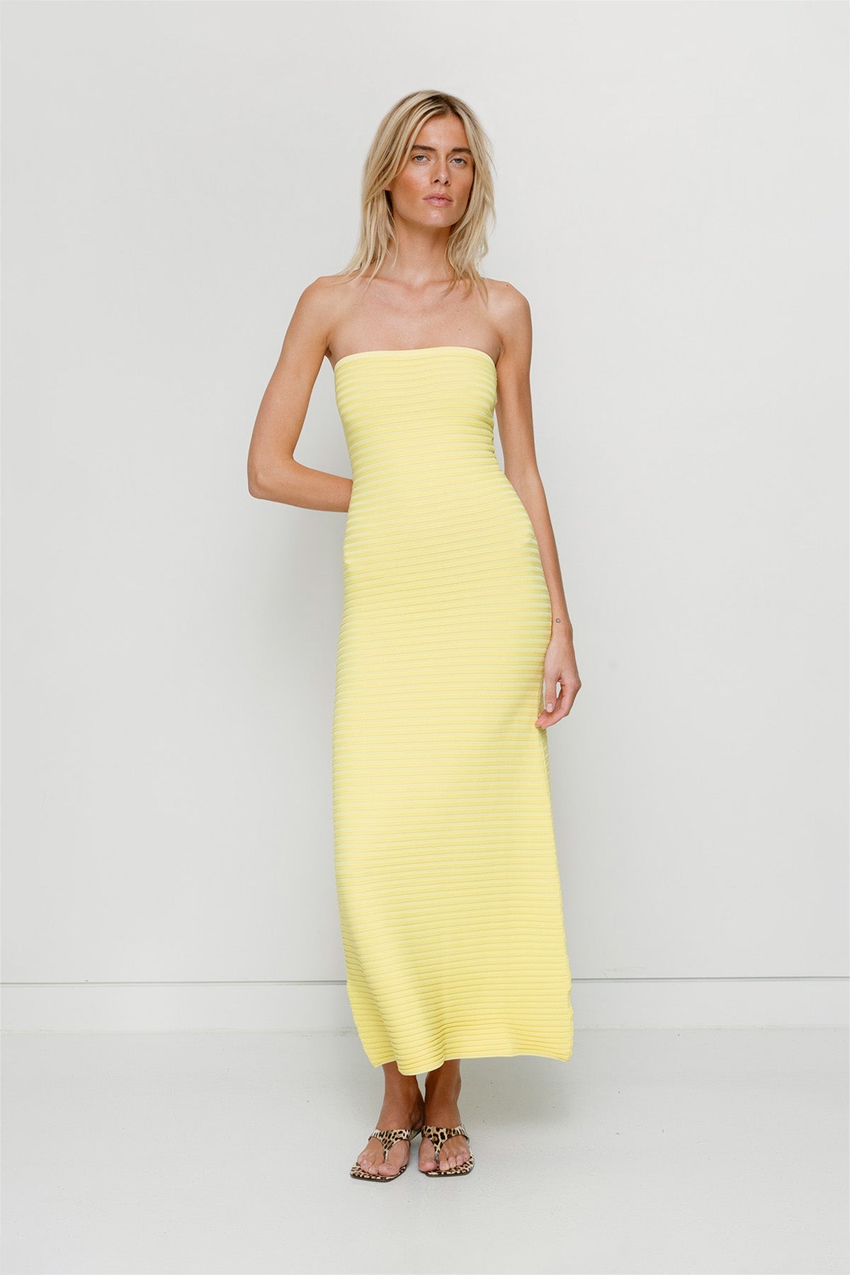 Sunmor Strick-Maxikleid - Butter