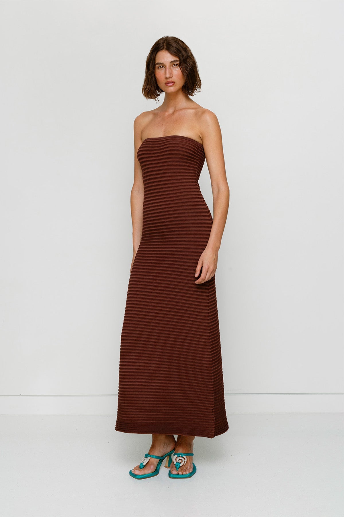 Sunmor Strick-Maxikleid - Schokolade