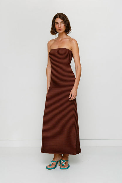 Sunmor Strick-Maxikleid - Schokolade