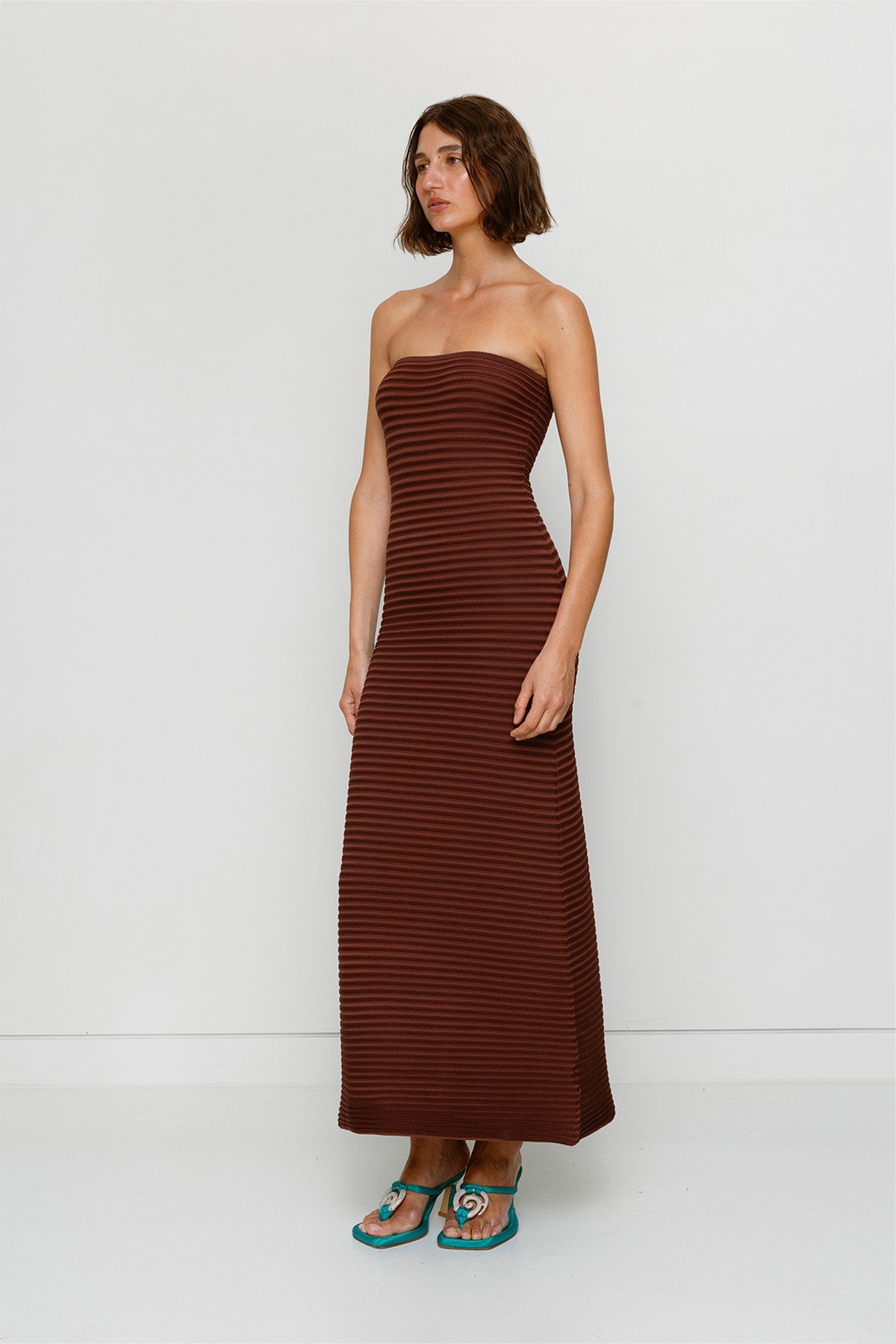 Sunmor Strick-Maxikleid - Schokolade