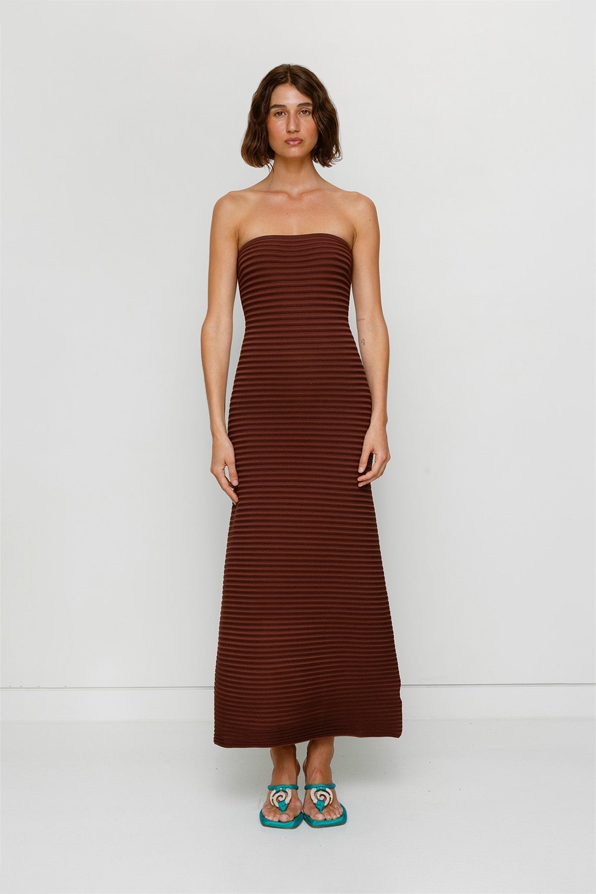 Sunmor Strick-Maxikleid - Schokolade