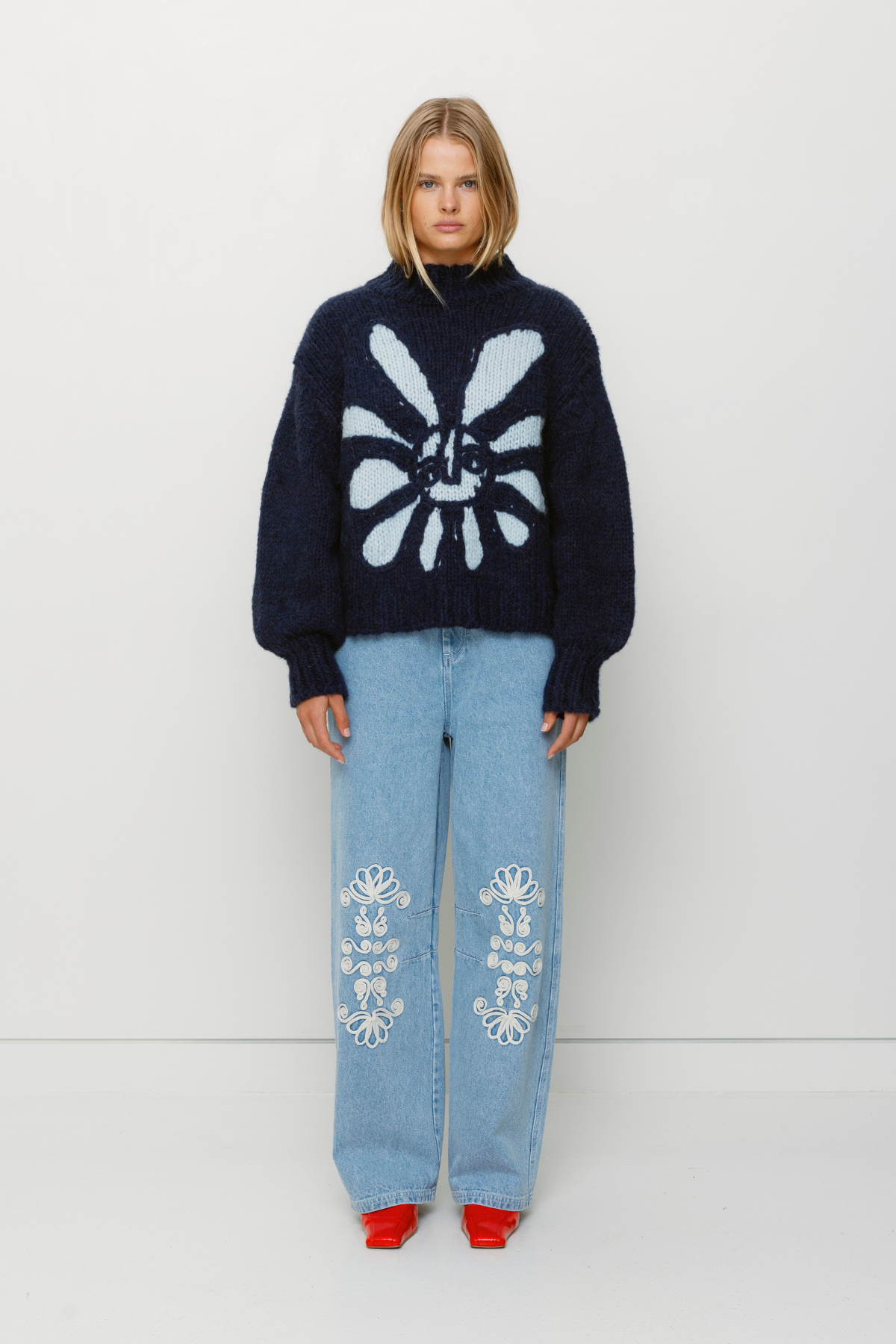 Soleil Strickpullover - Marineblaue Sonne