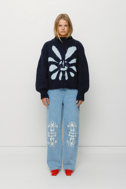 Soleil Strickpullover - Marineblaue Sonne