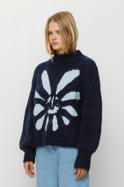 Soleil Strickpullover - Marineblaue Sonne