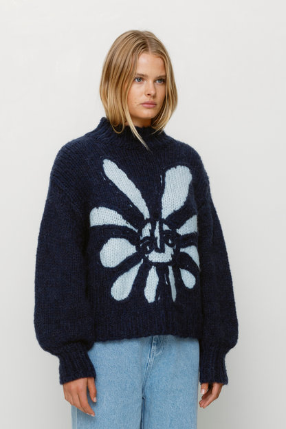 Soleil Strickpullover - Marineblaue Sonne