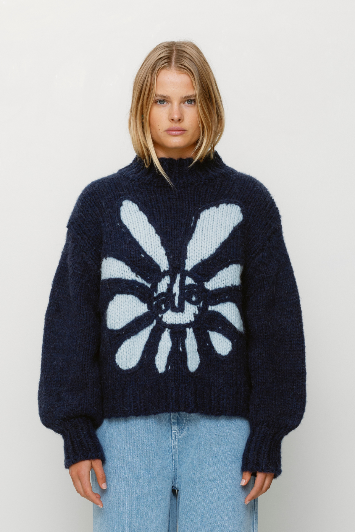 Soleil Strickpullover - Marineblaue Sonne