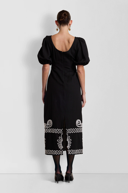 Carmensita besticktes Midikleid - Noir
