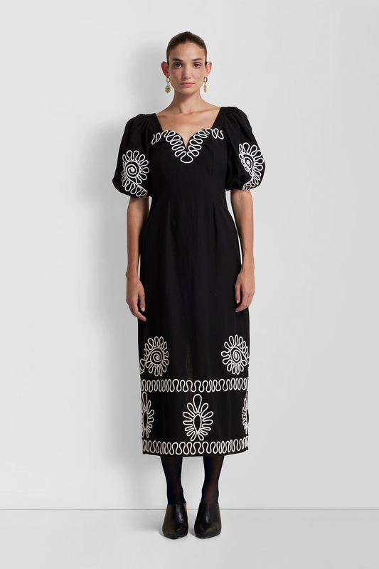 Carmensita besticktes Midikleid - Noir