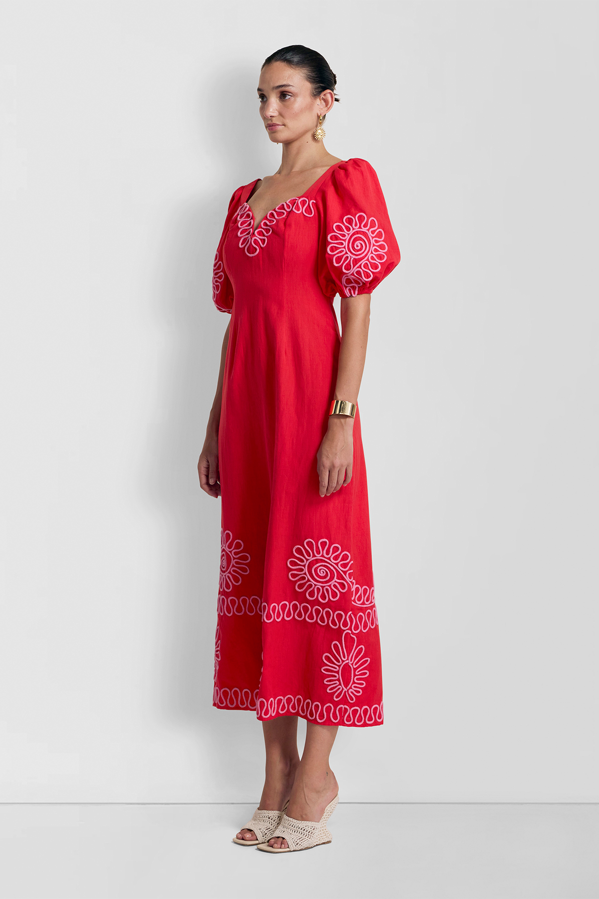 Carmensita besticktes Midikleid – Rojo