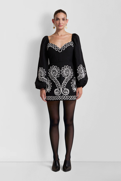 Carmensita besticktes Minikleid - Noir