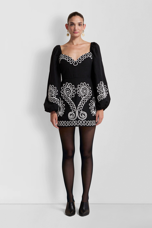 Carmensita besticktes Minikleid - Noir