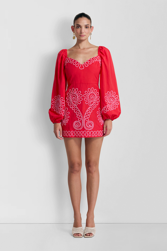 Carmensita besticktes Minikleid – Rojo